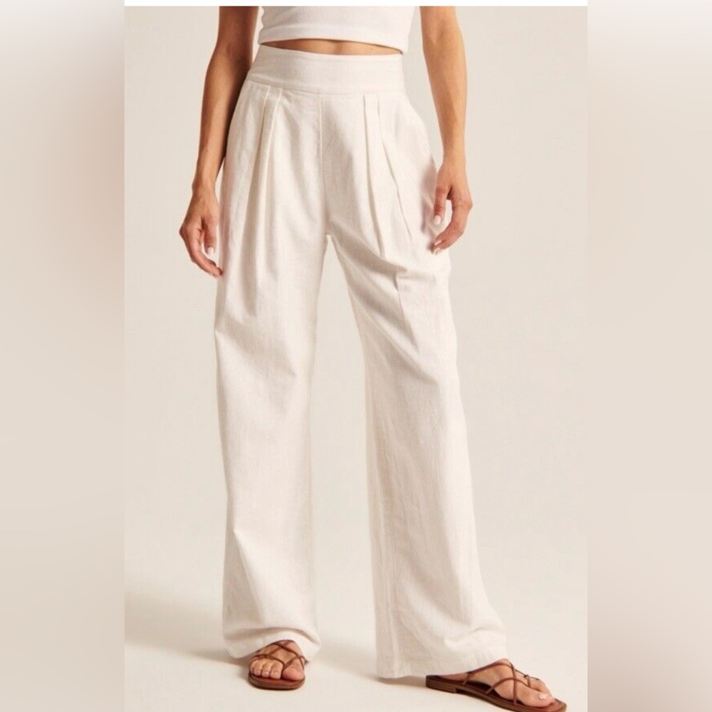 White Abercrombie Linen Pant